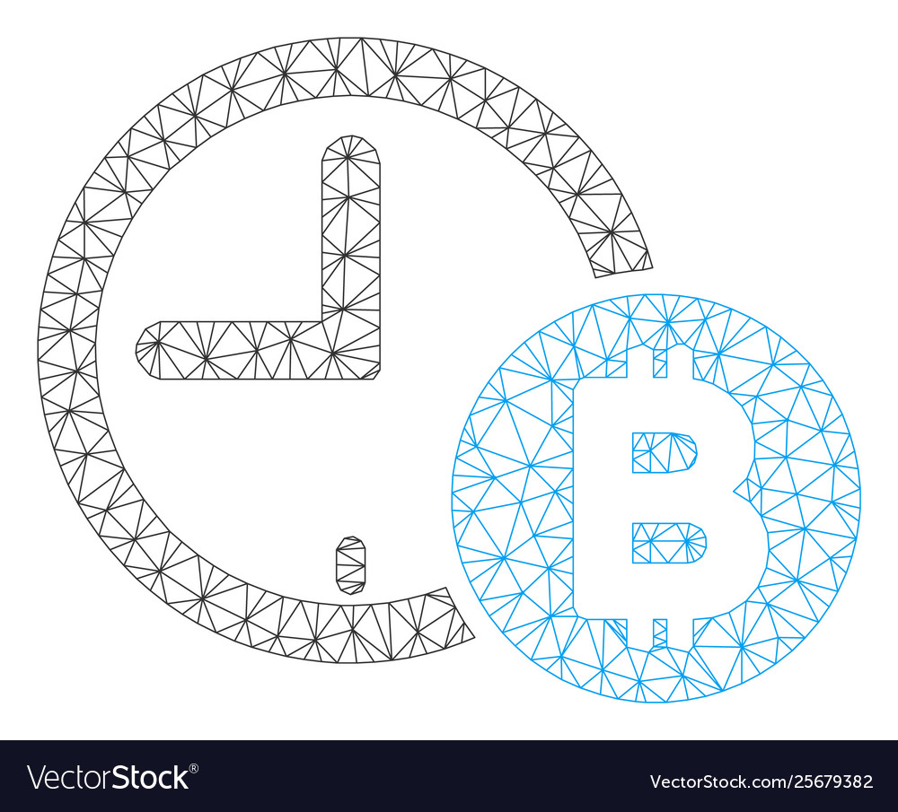 Bitcoin credit clock mesh wire frame model vector image Bitcoin credit clock mesh wire frame model