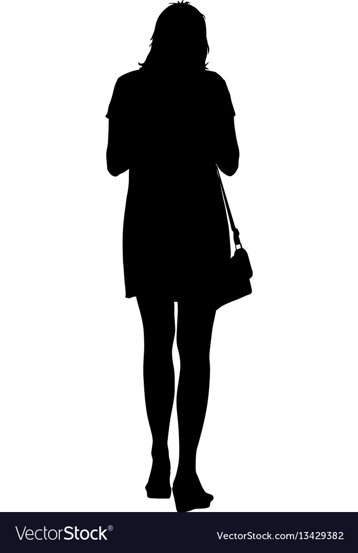 Black silhouettes of beautiful woman on white