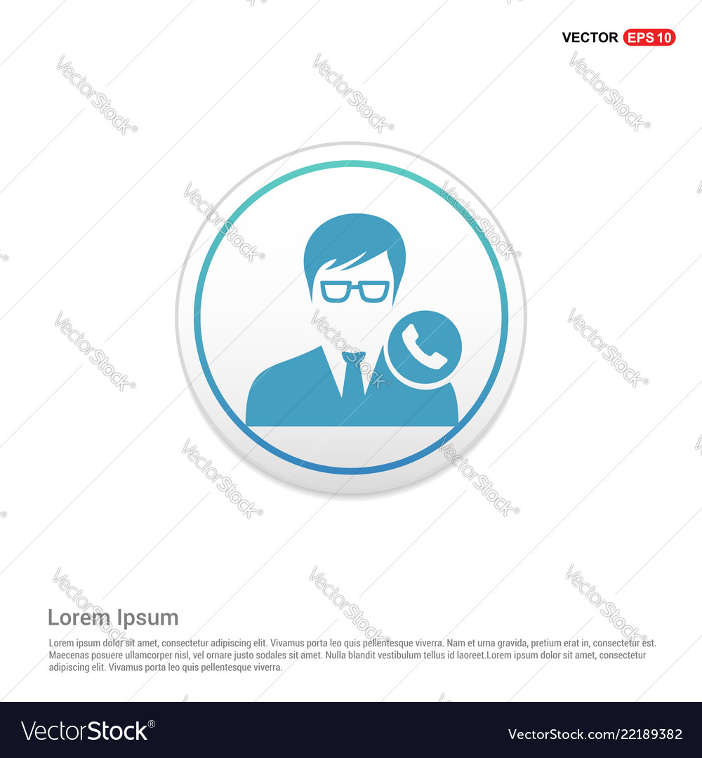 Call user icon - white circle button vector image Call user icon - white circle button