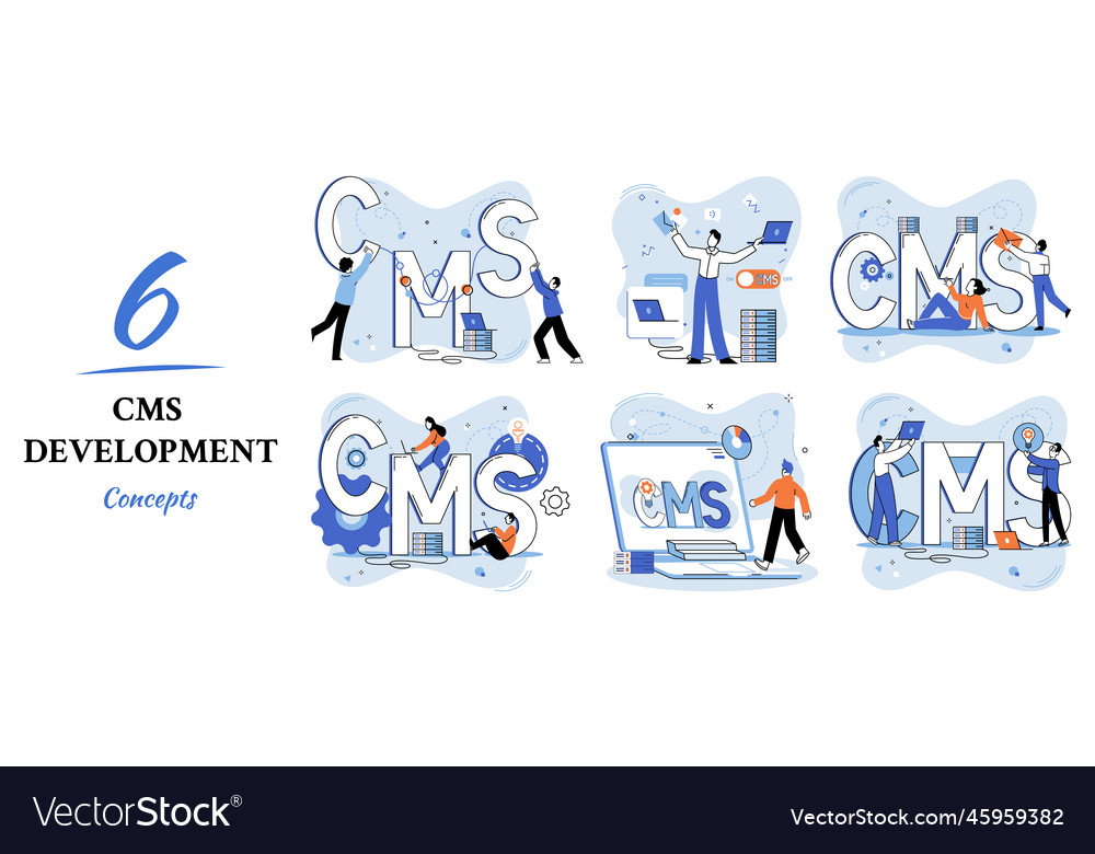 Concept of digital content management system cms vector image Concept of digital content management system cms