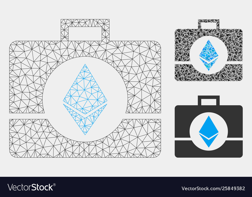 Ethereum crystal case mesh network model vector image Ethereum crystal case mesh network model