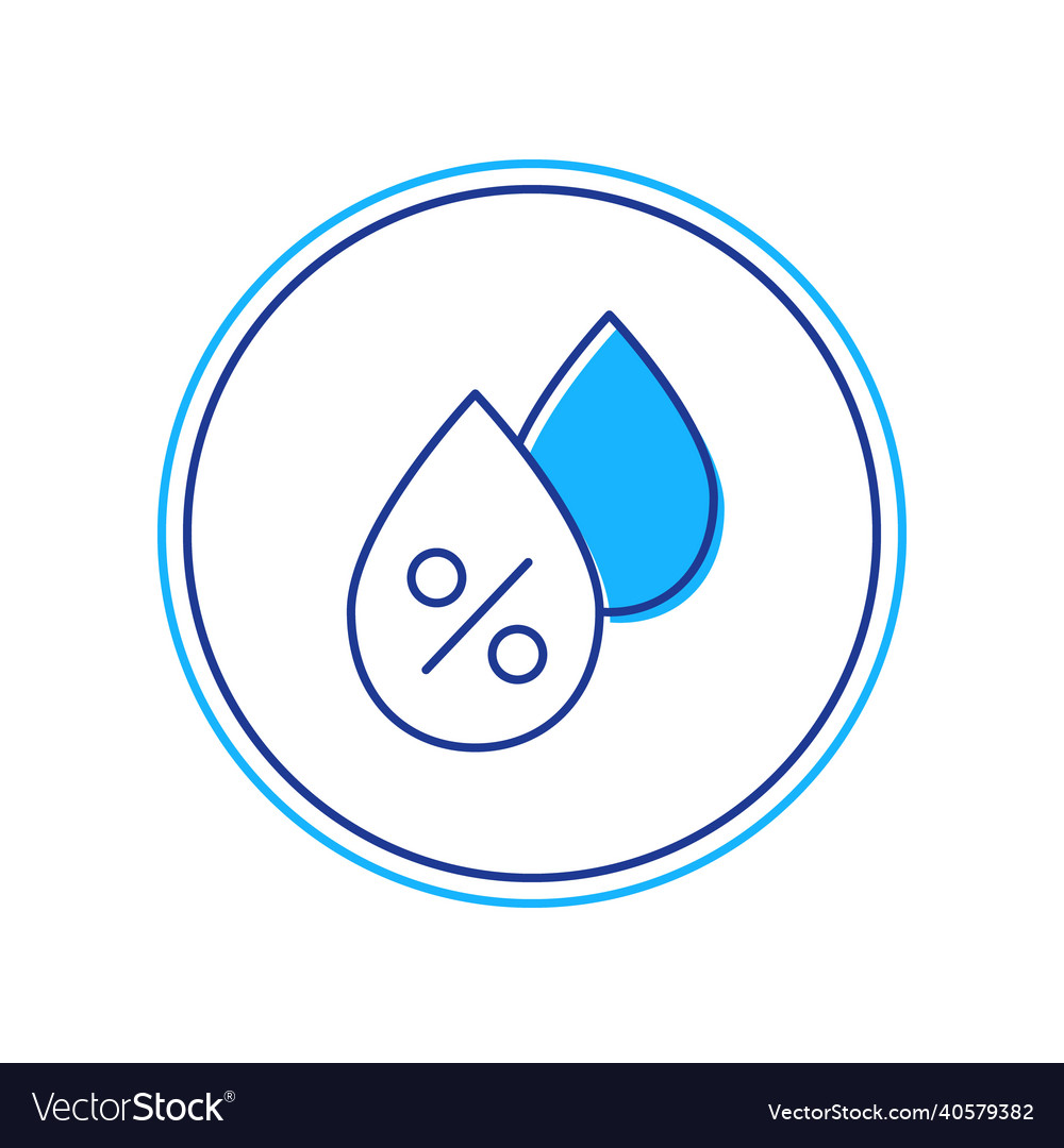 Filled Outline Water Drop Percentage Icon Isolated