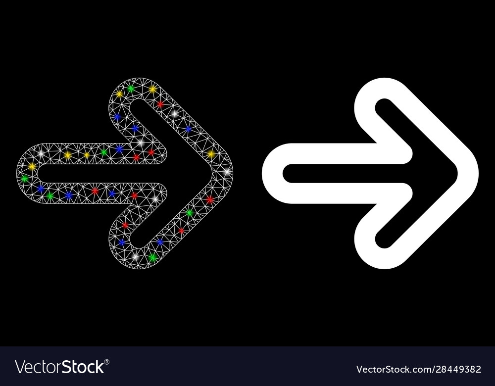 Flare mesh network right arrow icon with vector image Flare mesh network right arrow icon with