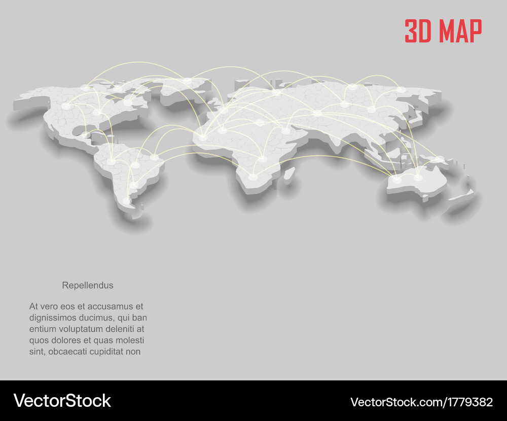 Gray 3D World Map Royalty Free Vector Image - VectorStock