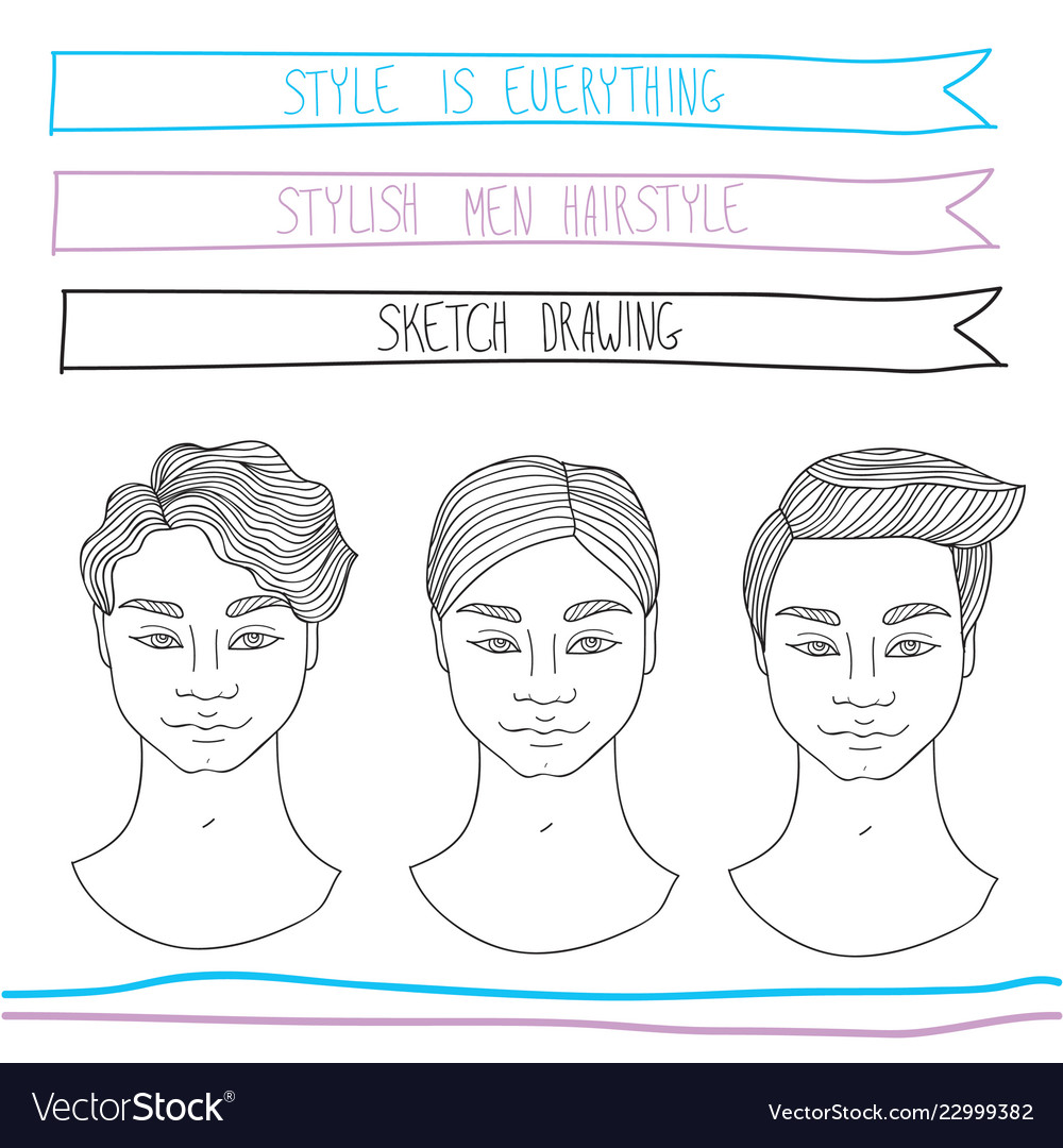 Handsome Young Man Hairstyle Fashion Beauty Vector Image