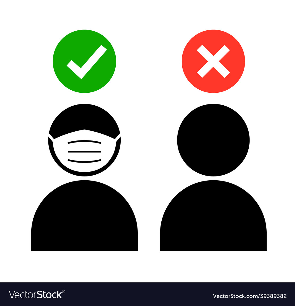 Mask required mouth cover facemask checkmark icon vector image Mask required mouth cover facemask checkmark icon