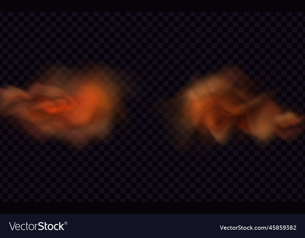 Orangenwolke Nebel oder Rauch auf Dunkel vector image Orangenwolke Nebel oder Rauch auf Dunkel