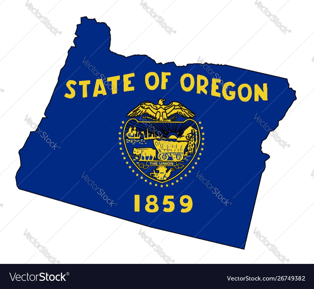 Oregon State Map with Flag