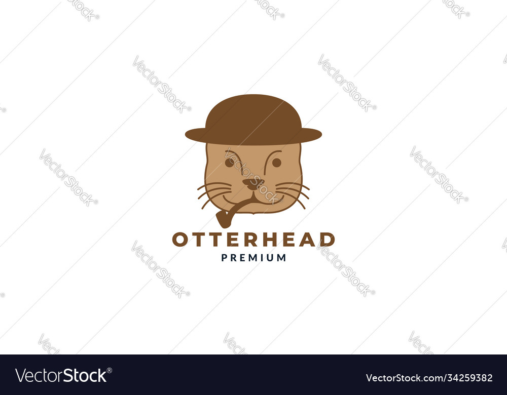 Otter Kopf mit Hut niedlichen Cartoon Logo Design