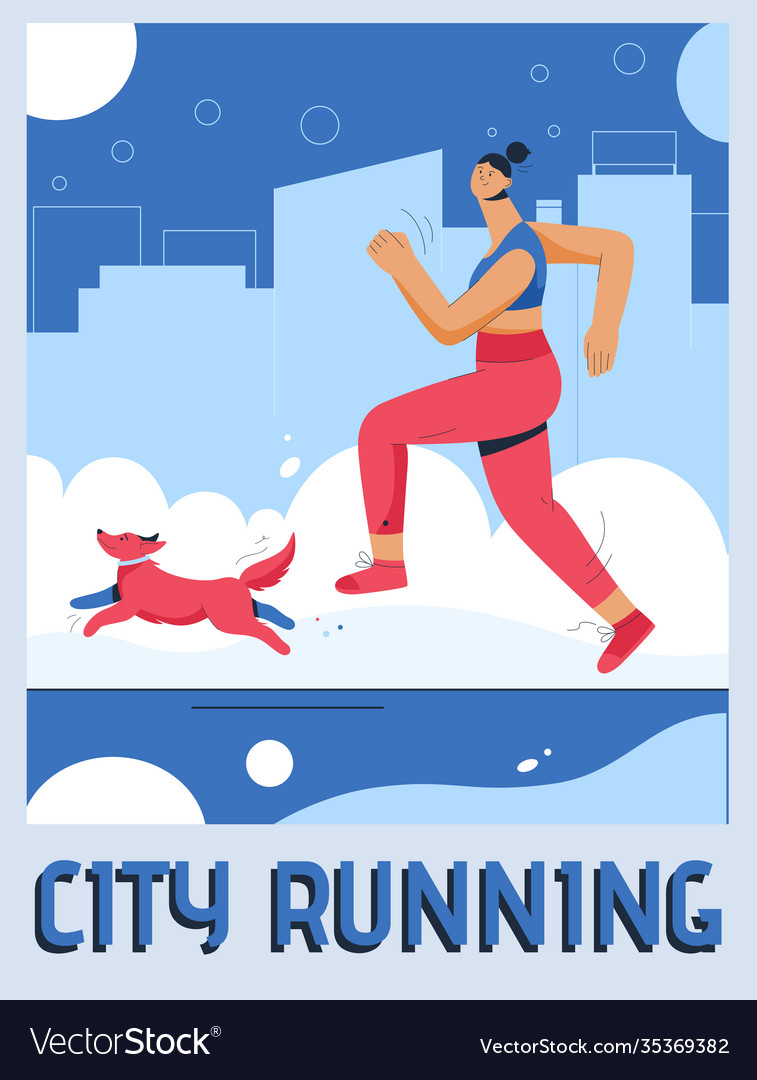 Poster city running concept vector image Poster city running concept