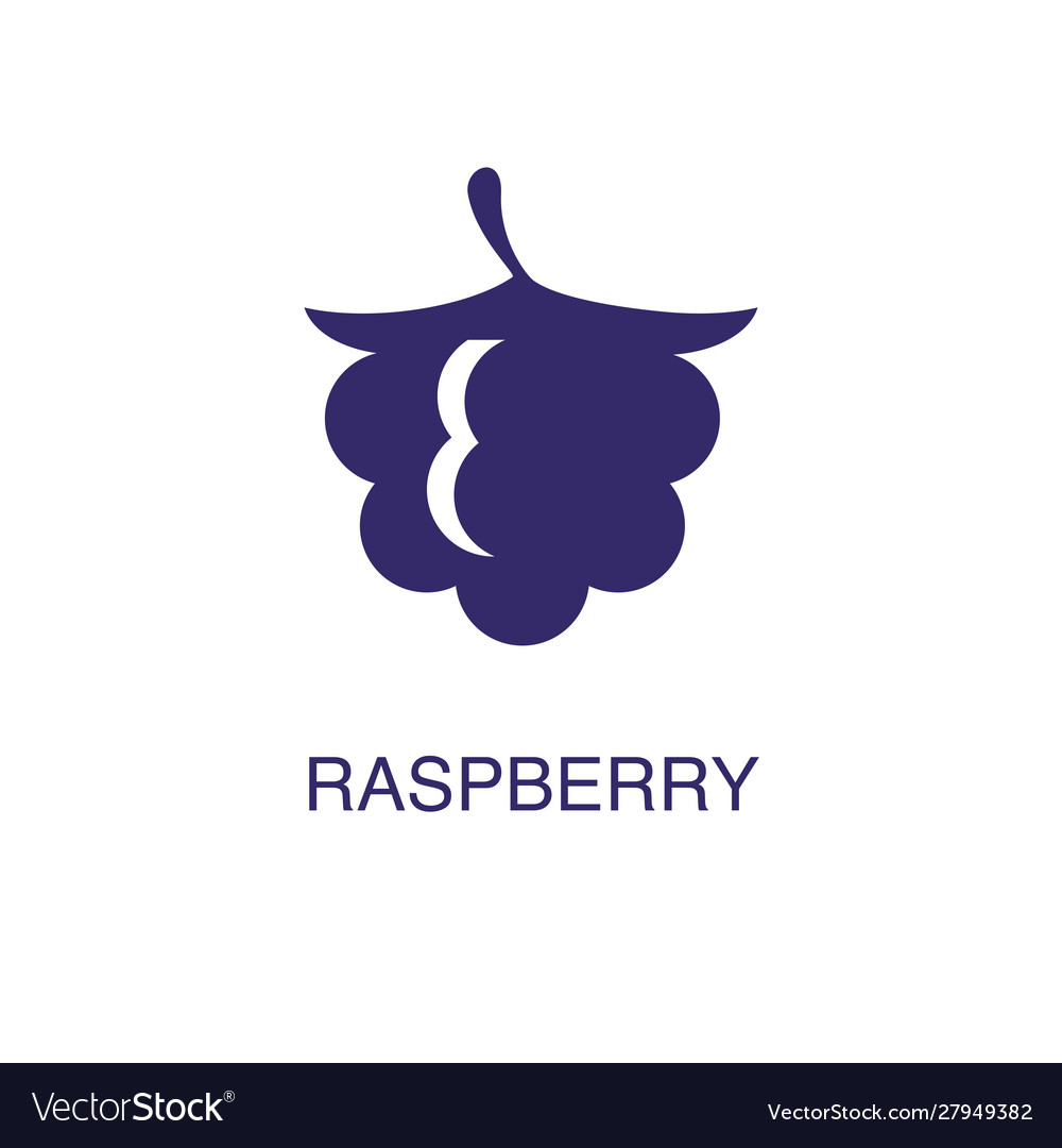 Raspberry element in flat simple style on white