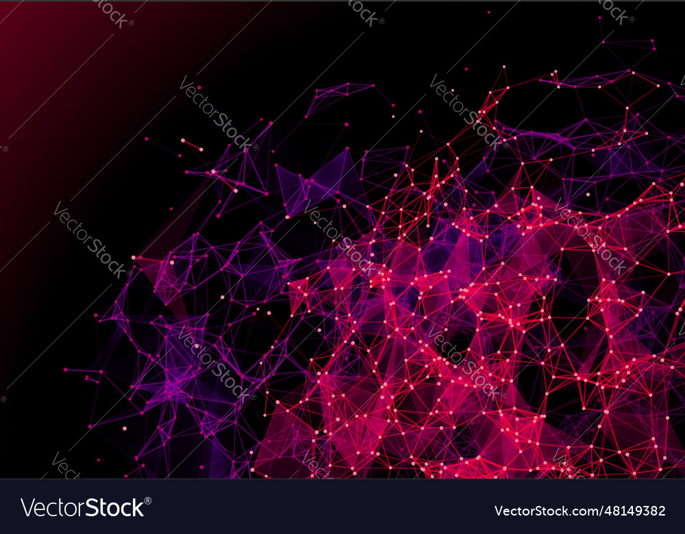 Red triangular grid in futuristic technology style vector image Red triangular grid in futuristic technology style
