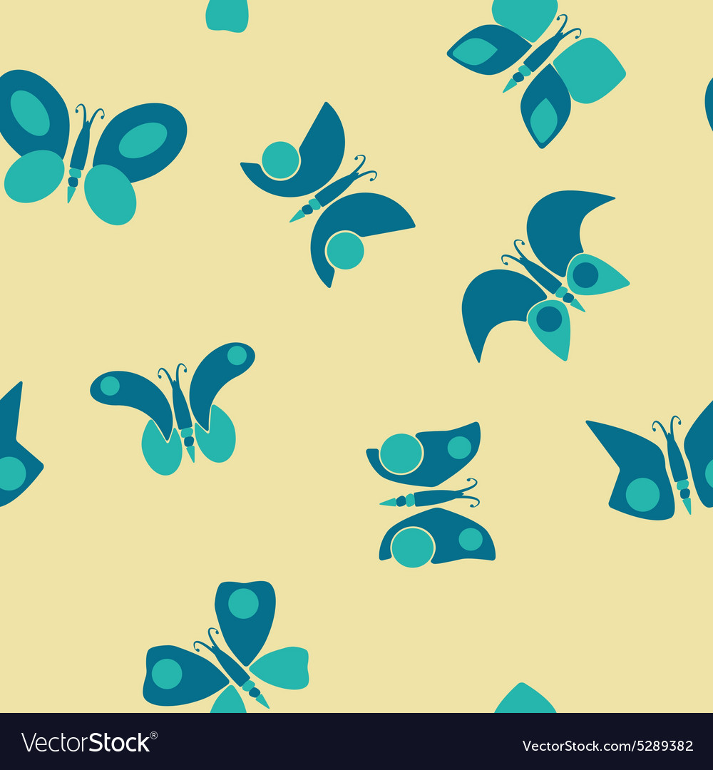 Seamless background with different butterflies