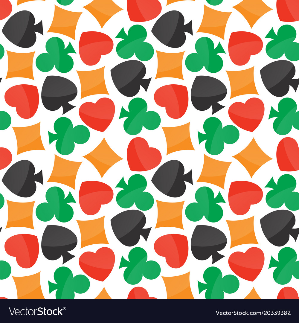 Seamless pattern with colorful playing card icons