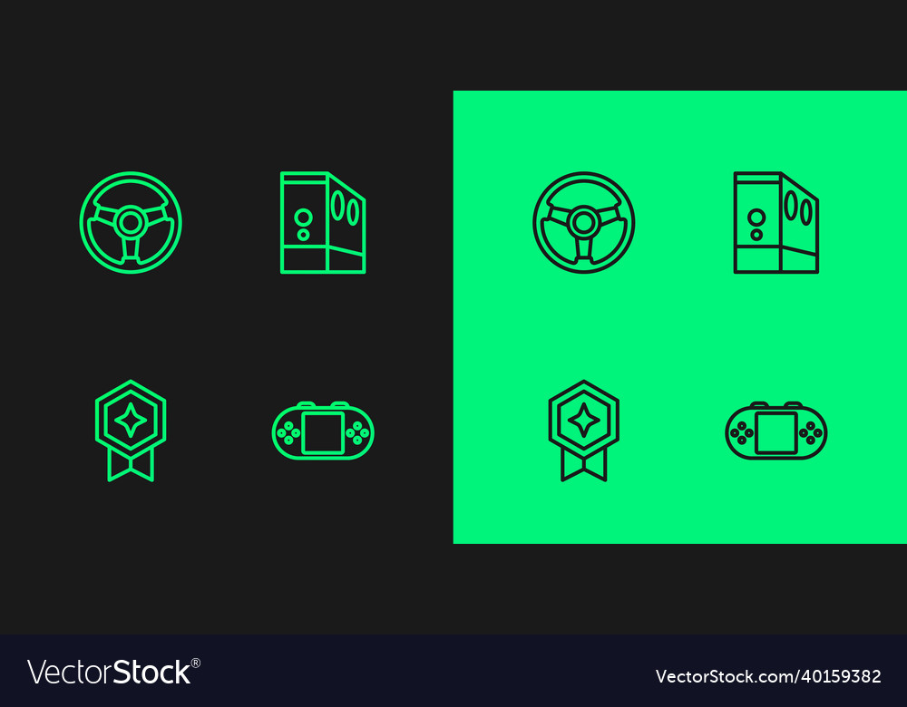 Set line portable video game console rating vector image Set line portable video game console rating