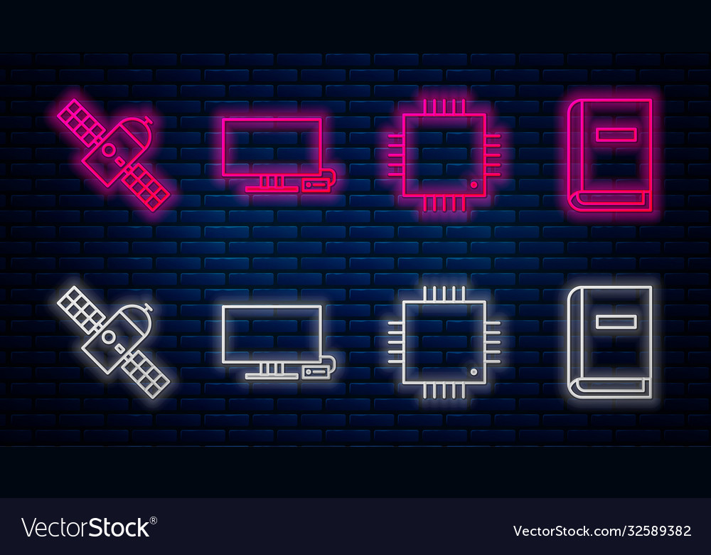 Set line smart tv processor with microcircuits vector image Set line smart tv processor with microcircuits
