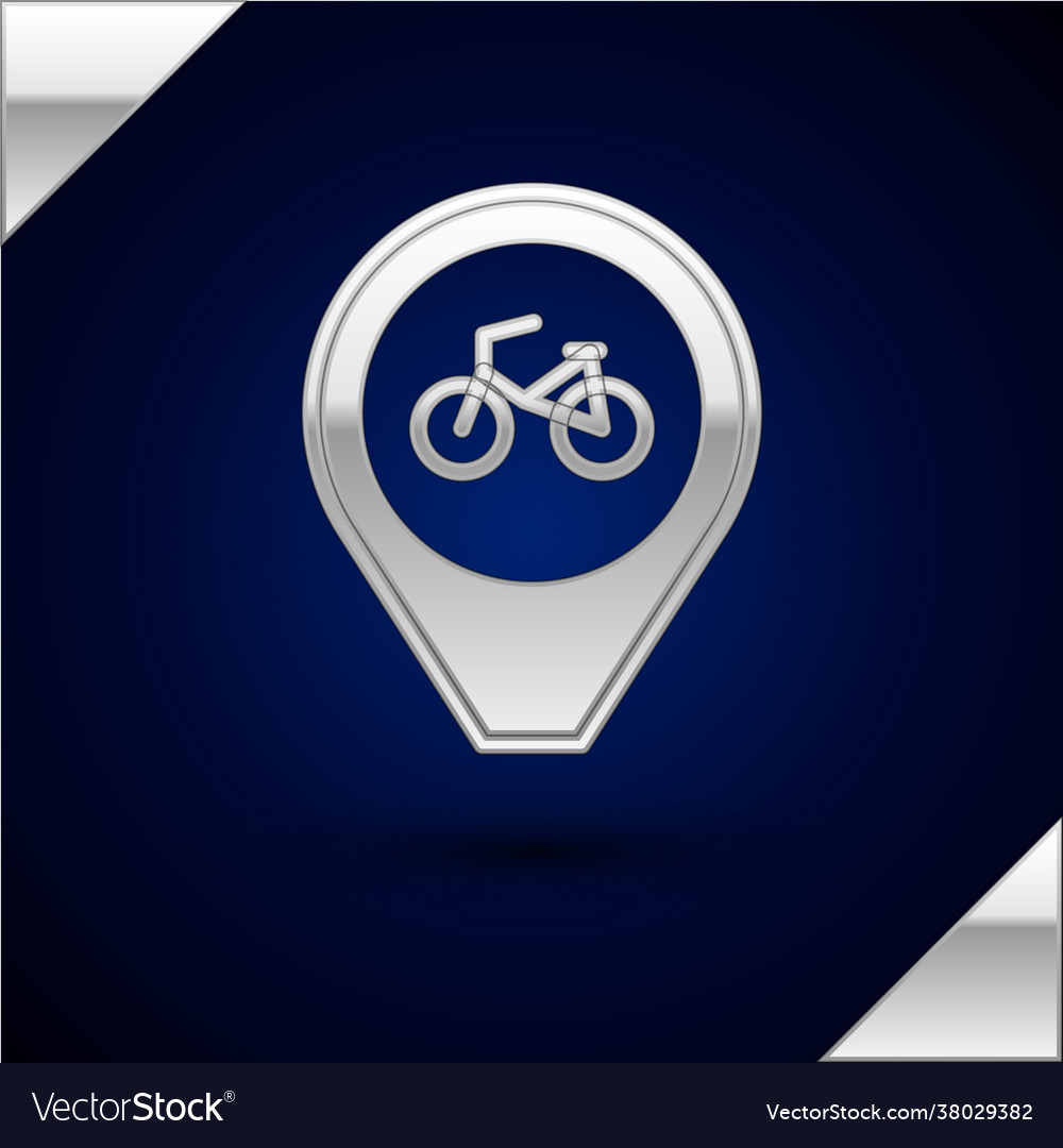 Silver map pointer with bicycle icon isolated Vector Image Silver map pointer with bicycle icon isolated