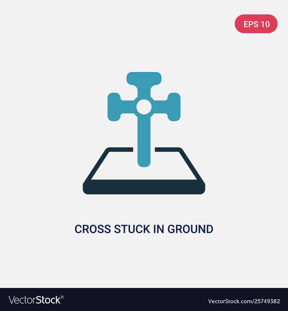 Two color cross stuck in ground icon from
