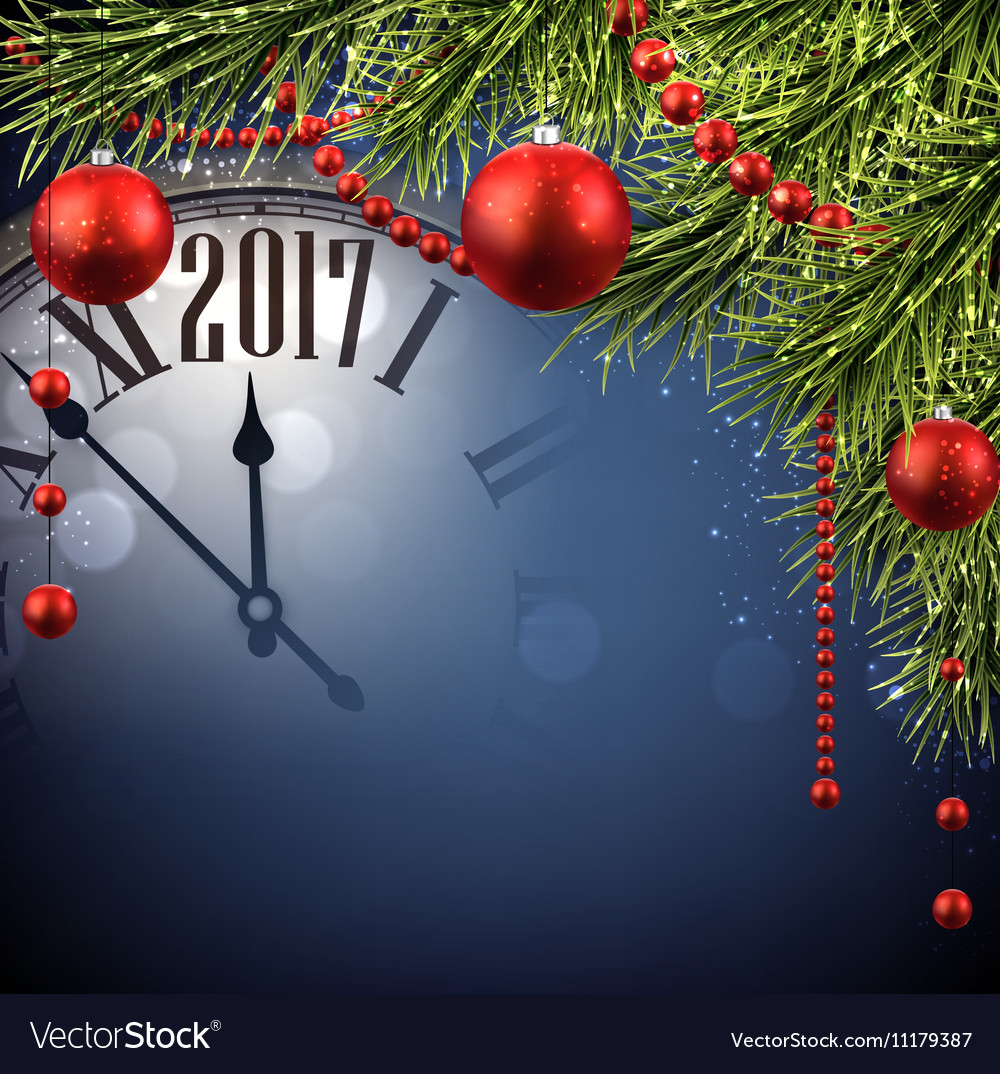 2017 new year background with clock