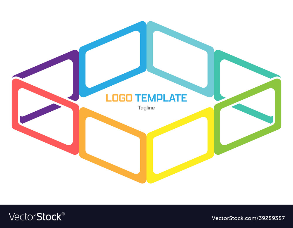 Colored square frames a template for logo