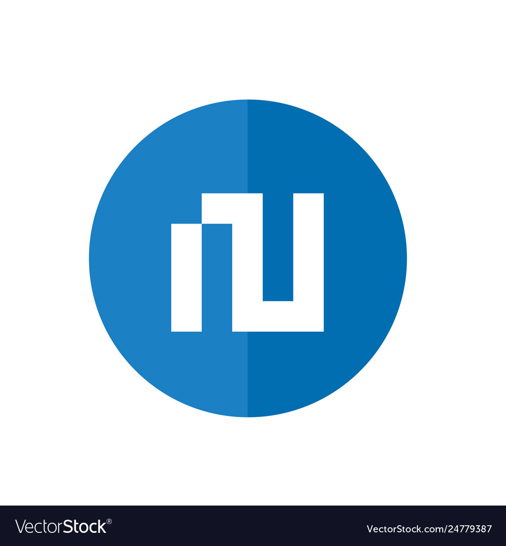 Digital letter n logo combined with blue circle