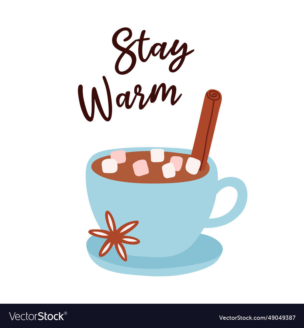 Hot chocolate with marshmallows and cinnamon Vector Image