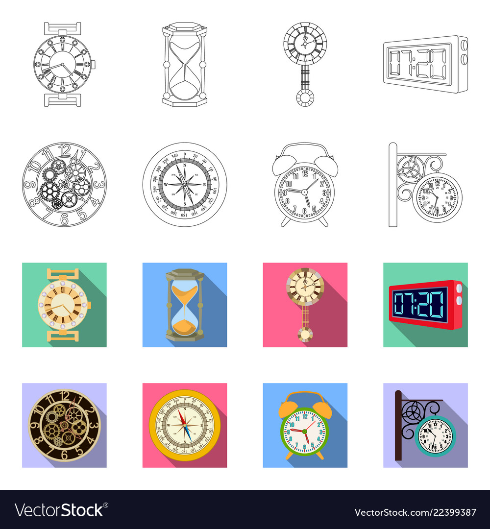 Isoliertes Objekt von Uhr und Zeit-Icon-Set