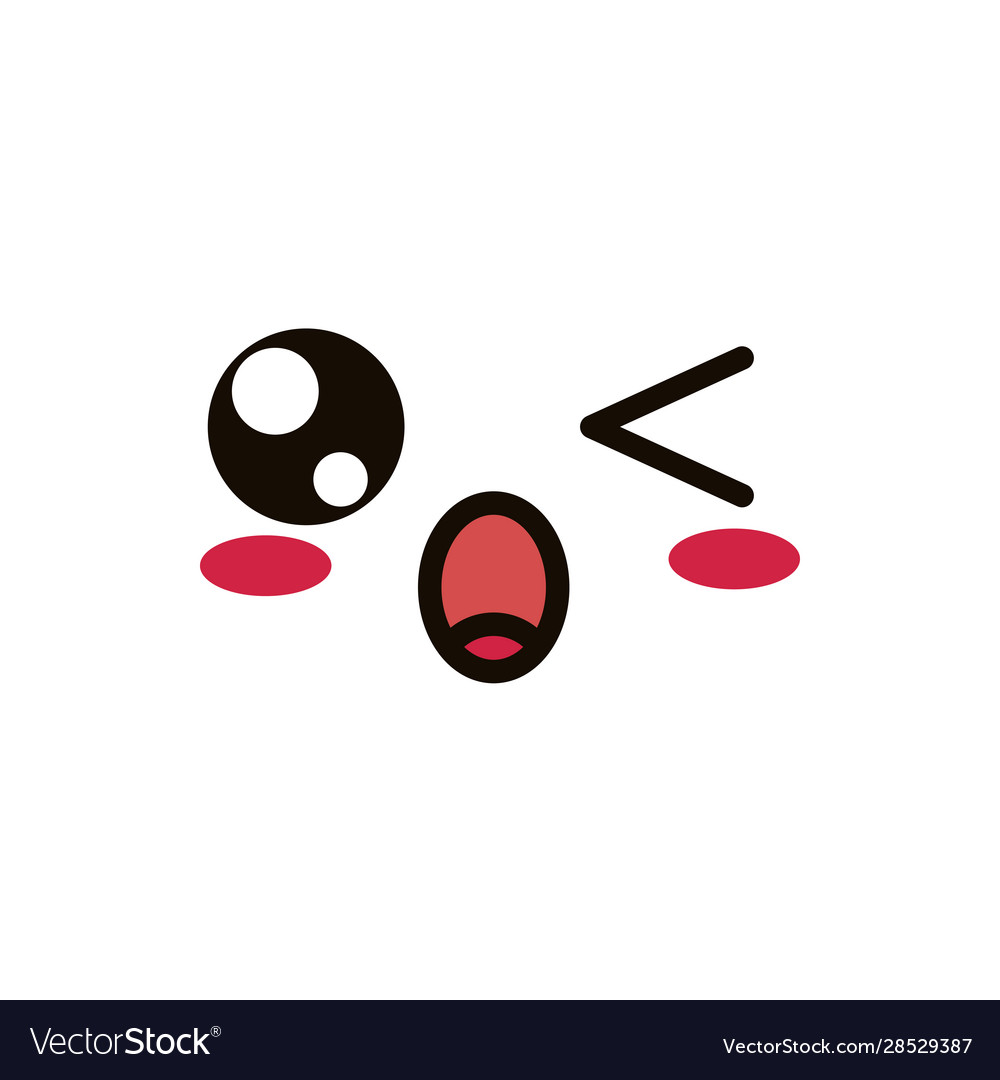 Kawaii cute face expression eyes and mouth wink Vector Image