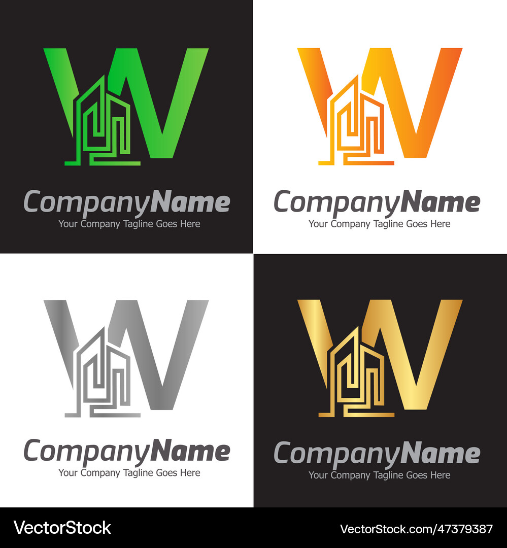 Letter w logo template colorful w Royalty Free Vector Image