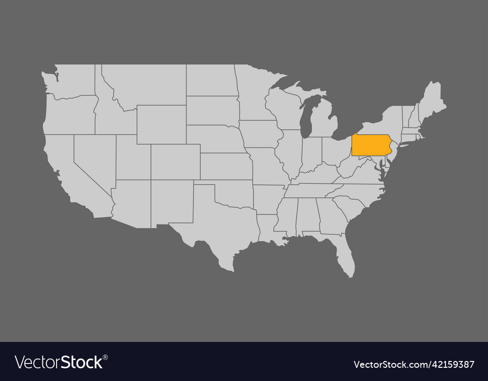 Map of united states with pennsylvania highlight