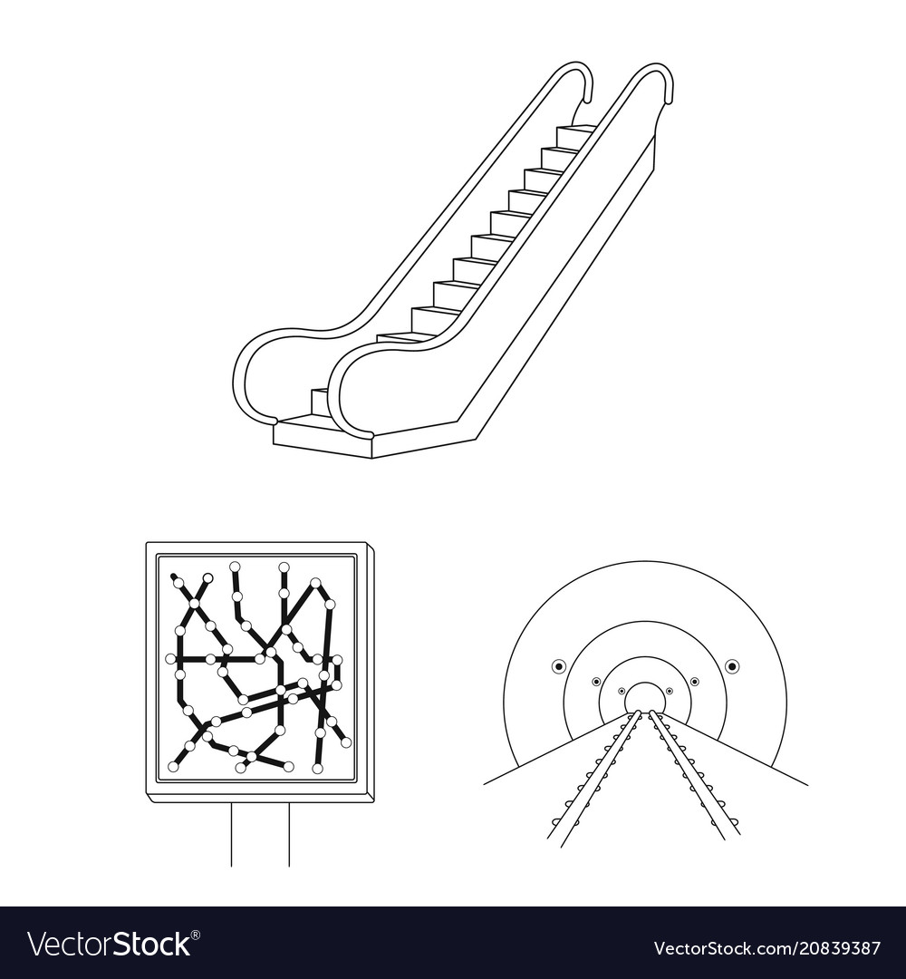 Metro subway outline icons in set collection