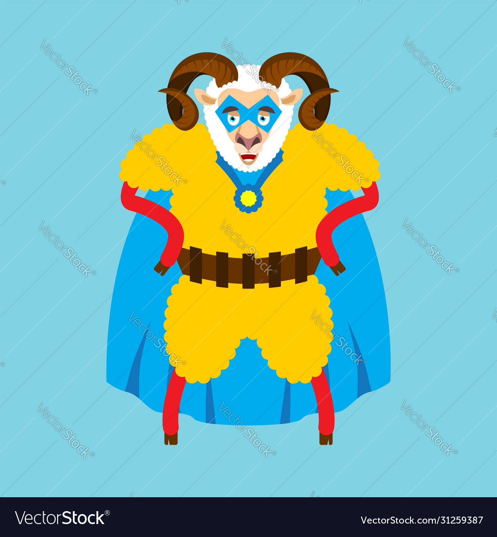 Ram superhero super sheep in mask and raincoat Vector Image