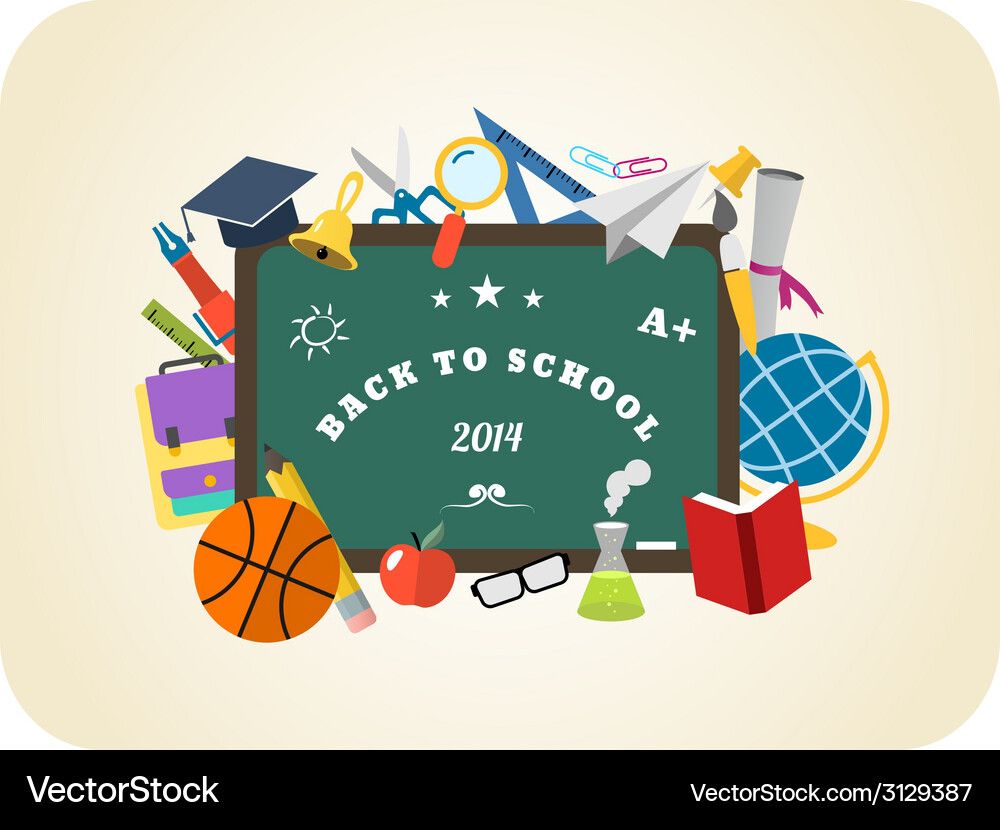 School design elements Back to school flat design Vector Image