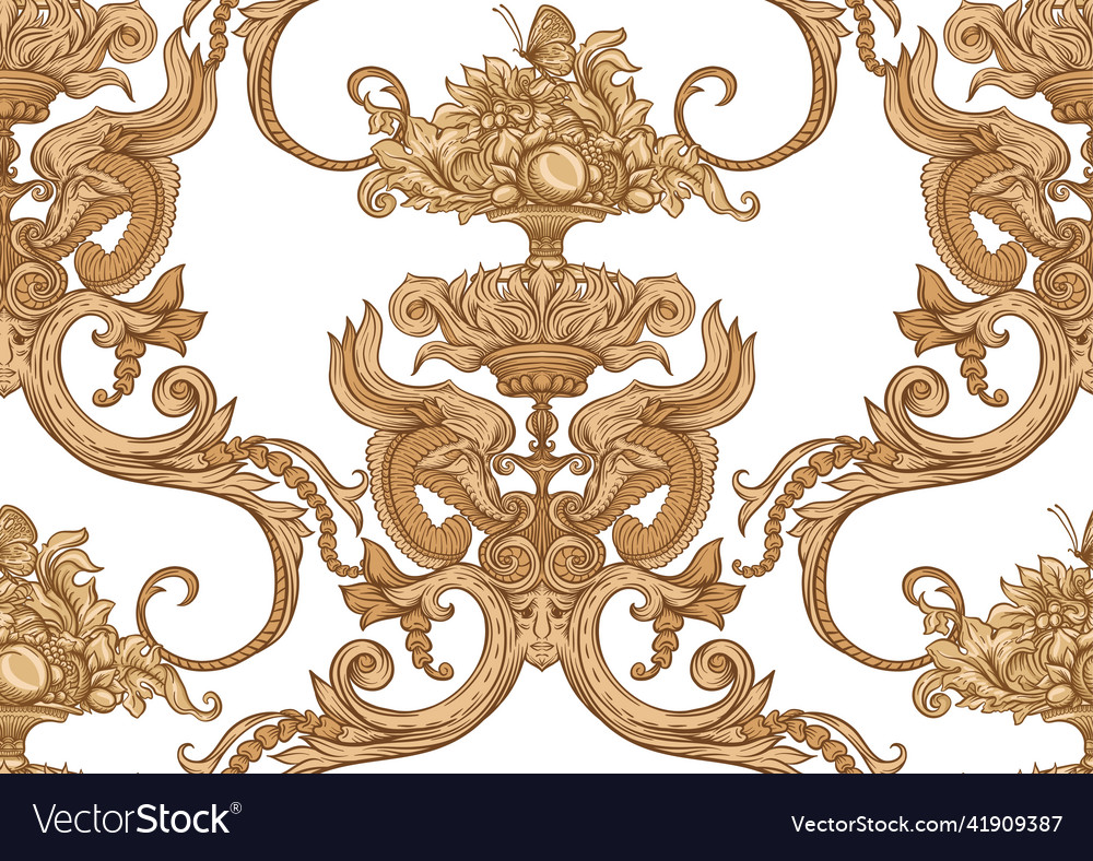 Seamless pattern background in baroque rococo