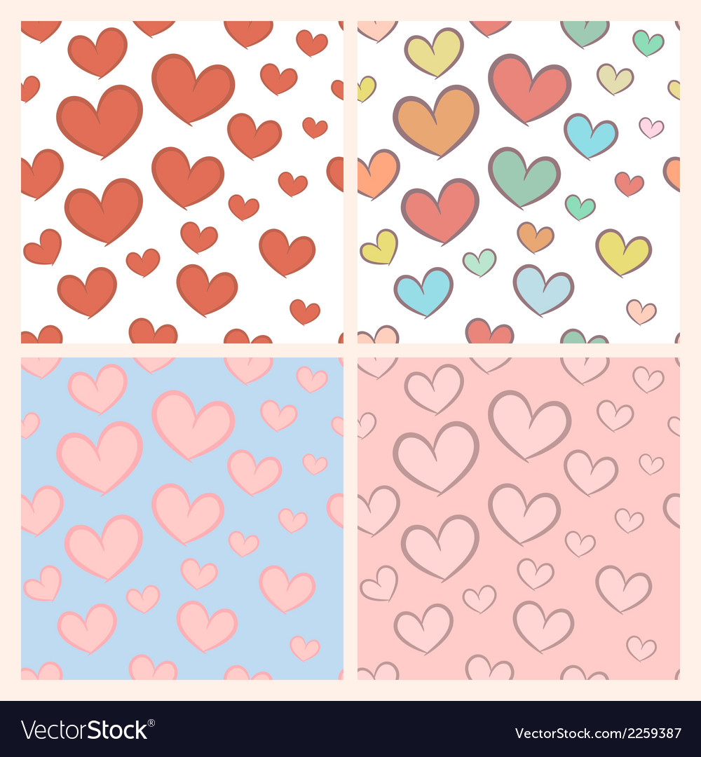 Seamless pattern set with hearts