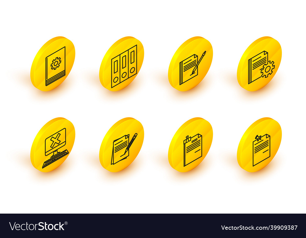 Set line note paper with pinned pushbutton blank vector image Set line note paper with pinned pushbutton blank