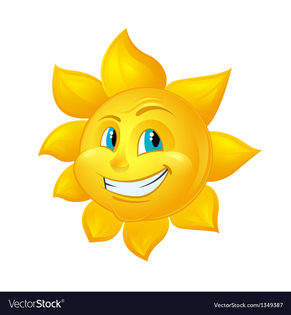 Smiling sun cartoon character Royalty Free Vector Image