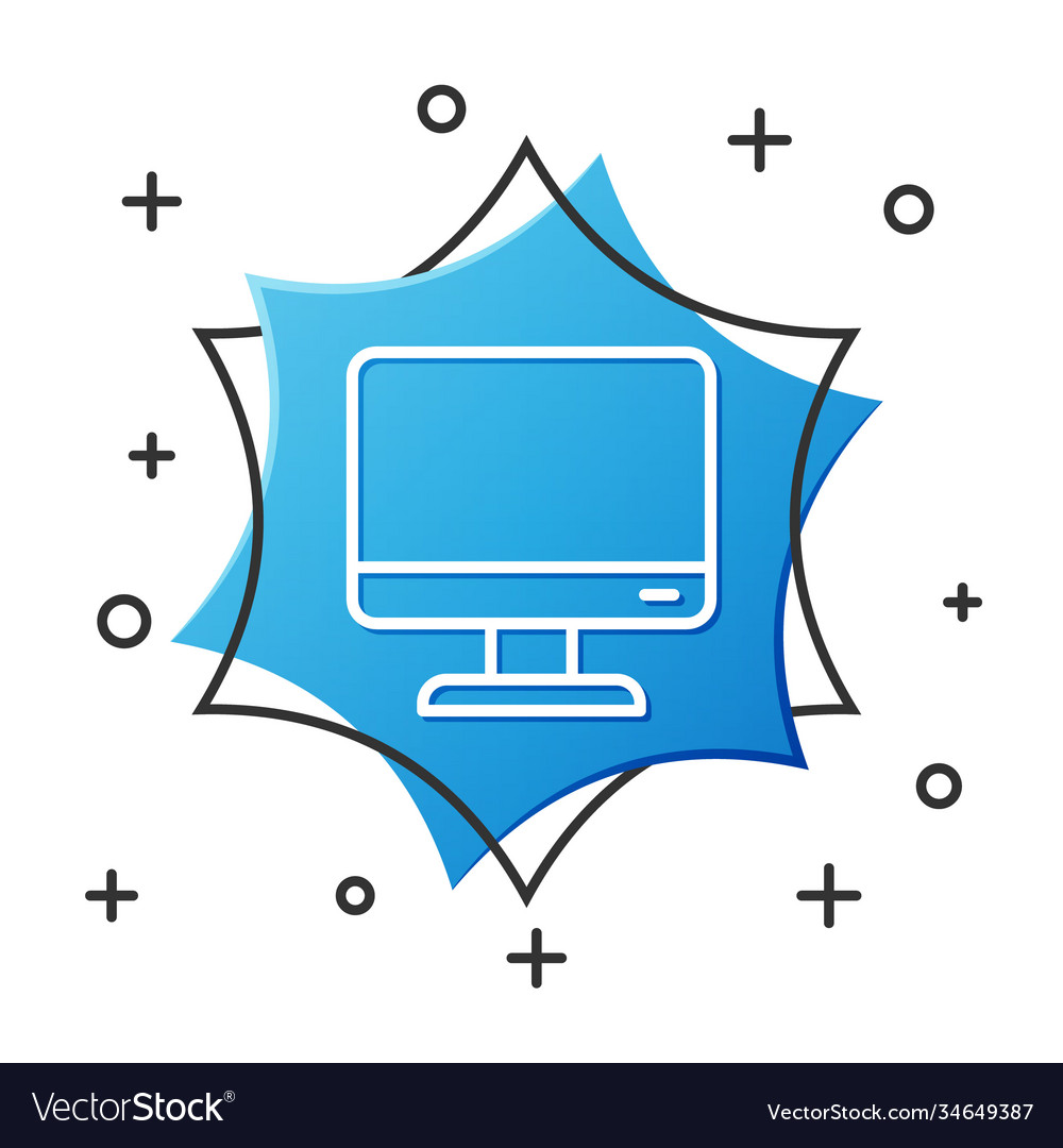 White line computer monitor screen icon isolated