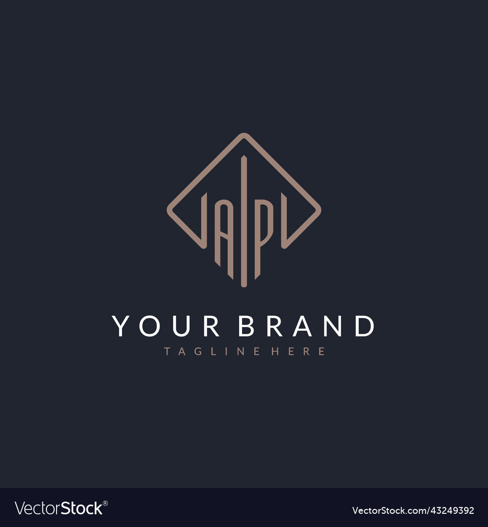 Ap initial logo with curved rectangle style design Vector Image Ap initial logo with curved rectangle style design
