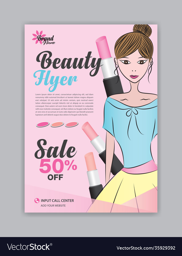 Beauty flyer template-cosmetics poster-ads vector image Beauty flyer template-cosmetics poster-ads