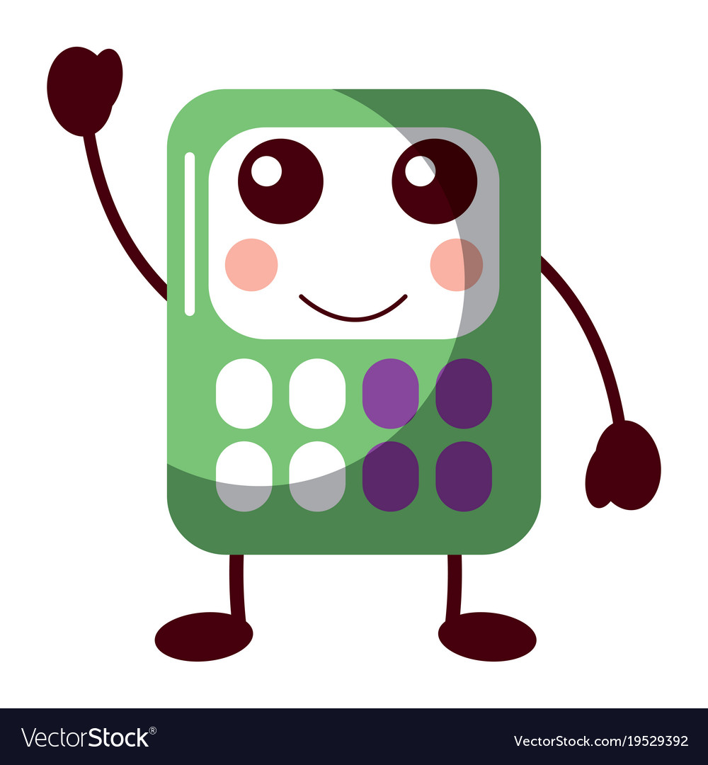 Calculator math kawaii character cartoon Vector Image