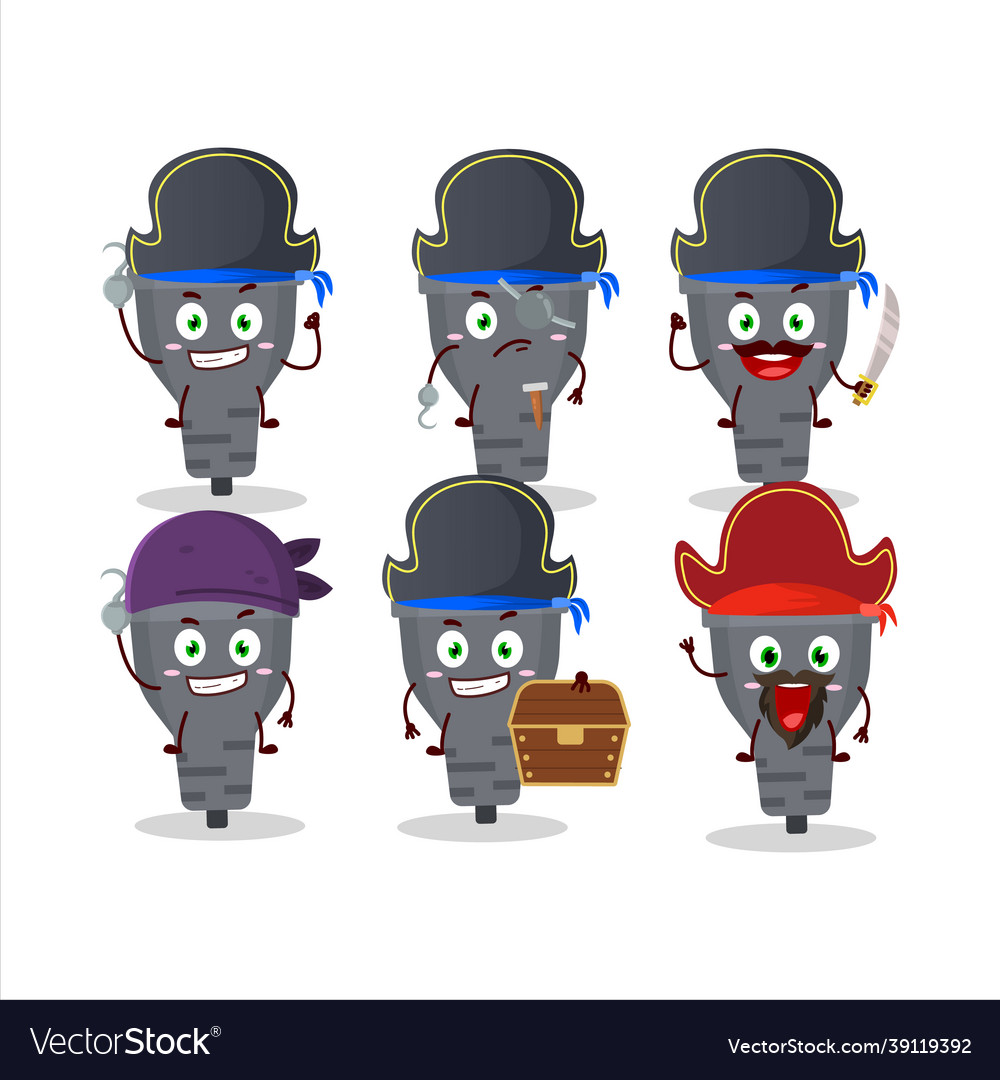 Cartoon character of black plug with various