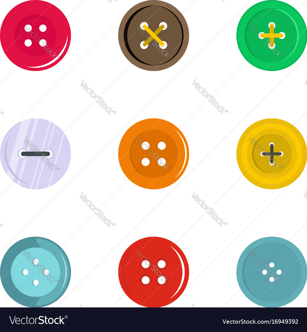 Circular clothes button icon set flat style Vector Image