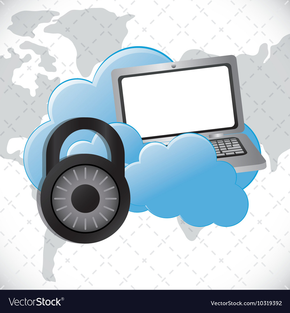 Cloud computing padlock web hosting design