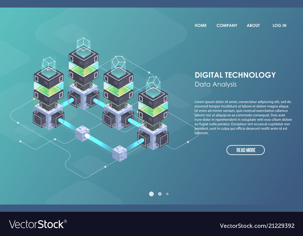Concept of big data processing isometric Vector Image