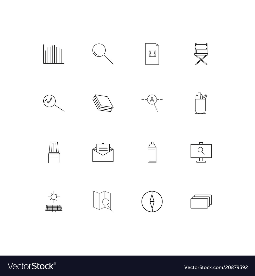 Creative process and design linear thin icons set