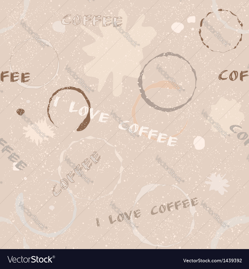 Grunge coffee seamless pattern with text