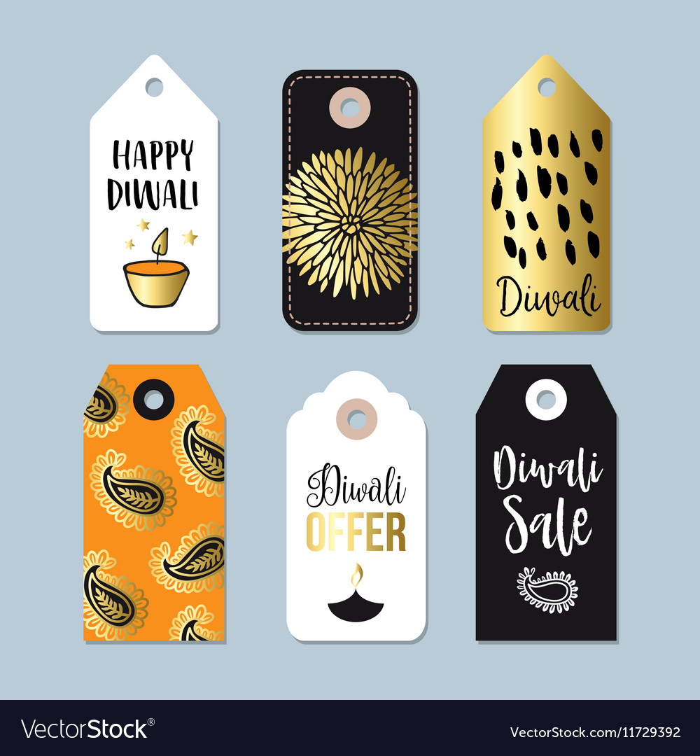 Happy Diwali Special Offer Sale Labels Tags Vector Image