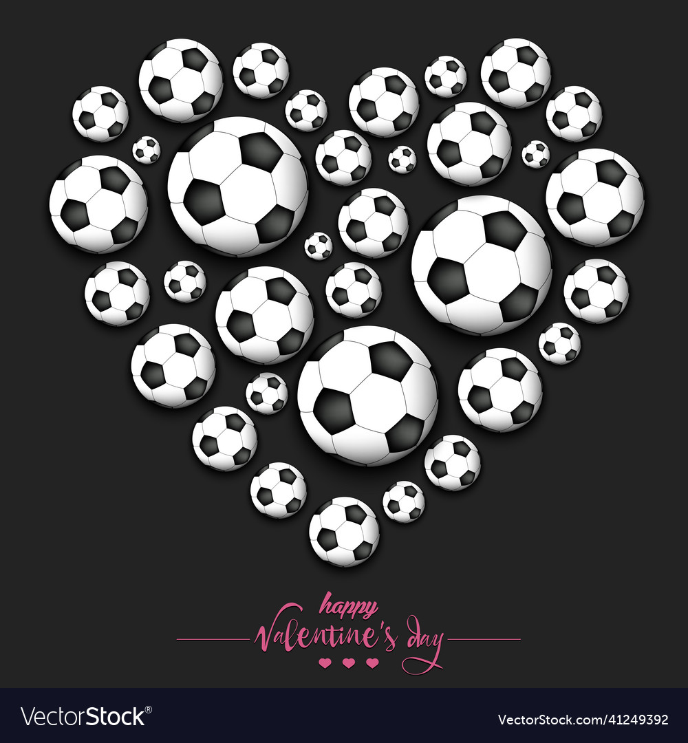 Happy valentines day heart of soccer balls Vector Image