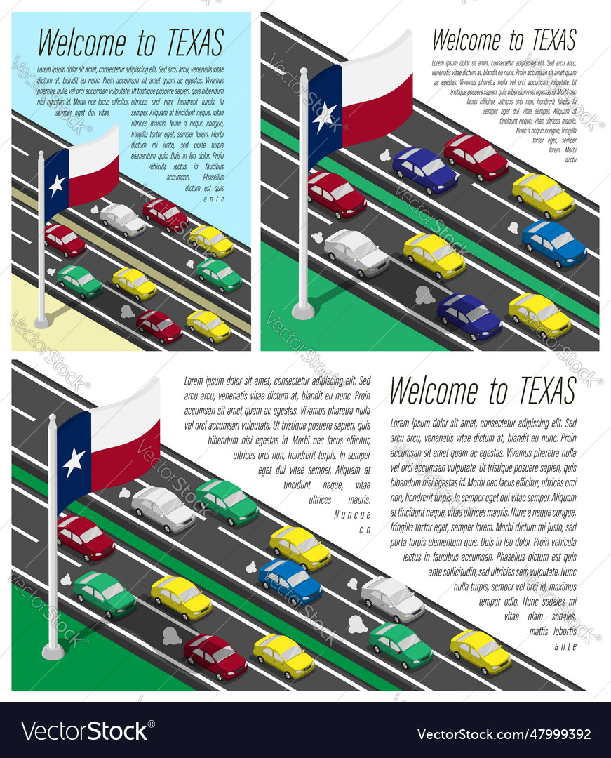 Isometrische Flagge von uns Zustand texas auf flagpole